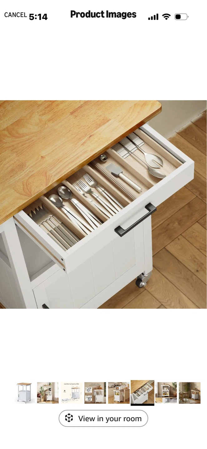 White Kitchen Cart with Wheels - photo 5