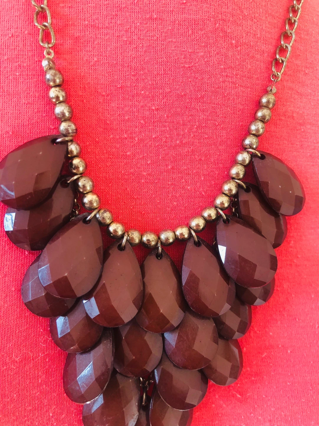 Chunky Dark Brown Teardrop Statement Necklace - photo 2