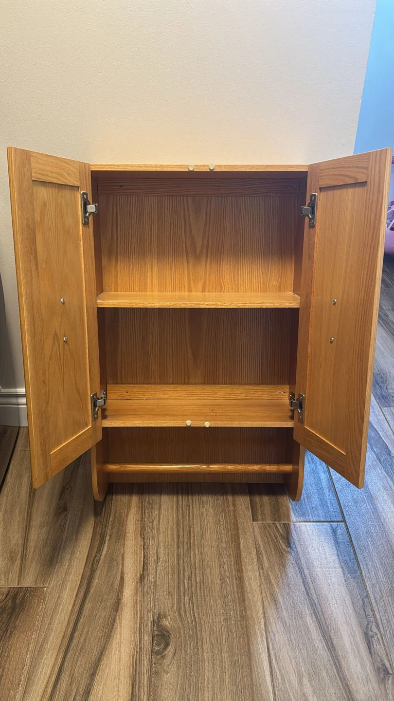 Wooden Wall Cabinet with Towel Bar