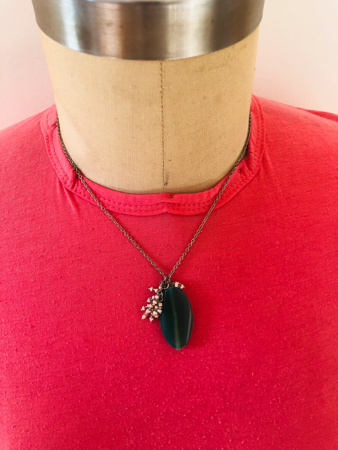 Green Stone Pendant Necklace