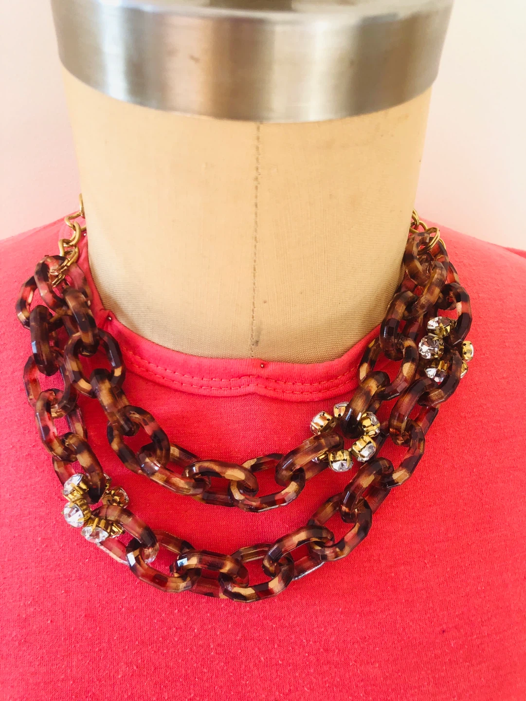 Chain Necklace with Rhinestone Accents