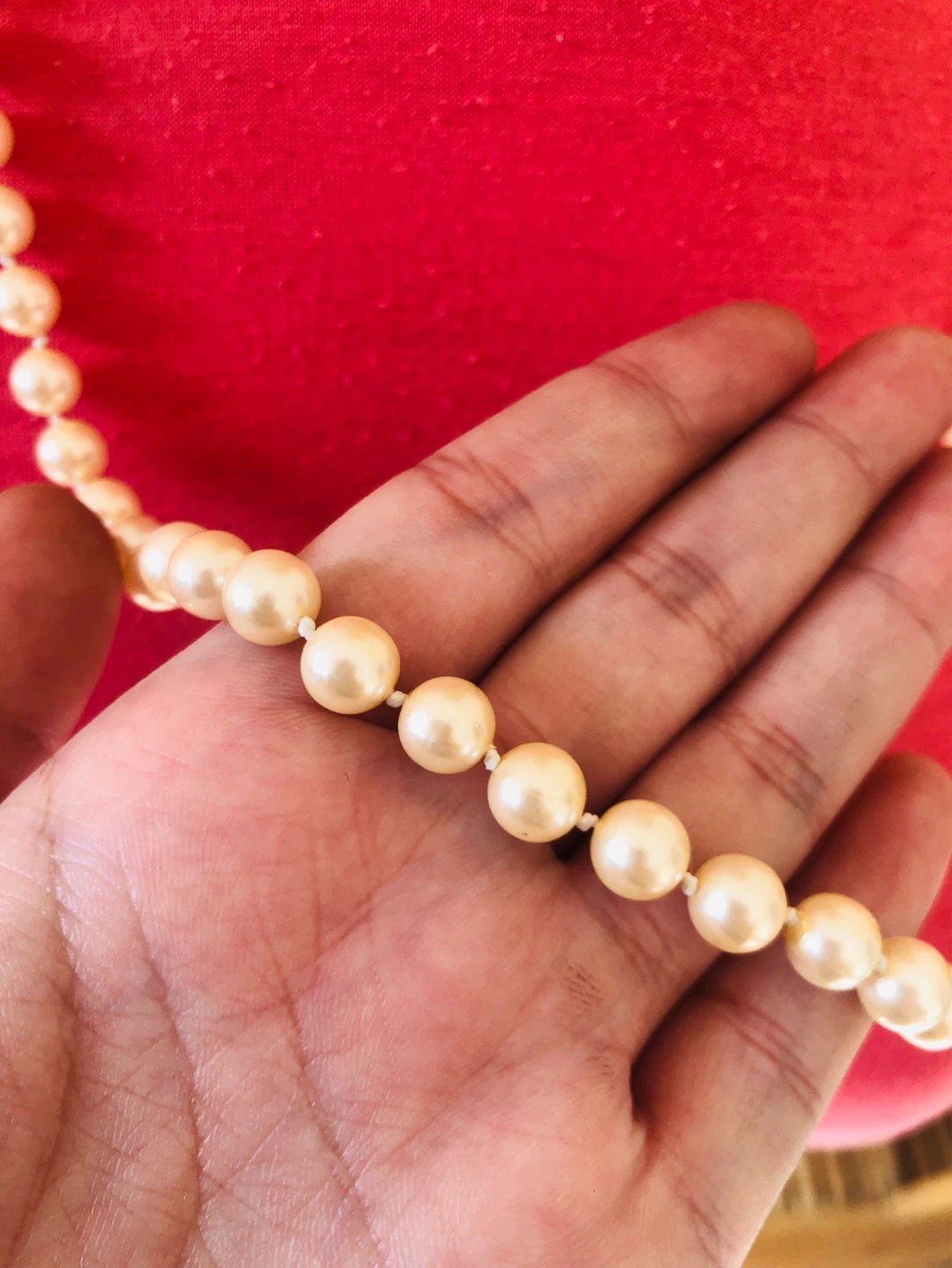 Cream Faux Pearl Necklace with GoldClasp - photo 2