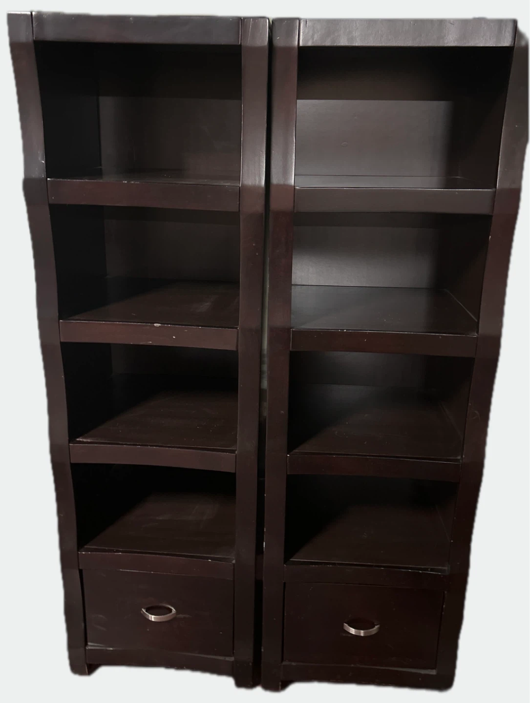 Dark Brown Bookshelf with Drawers