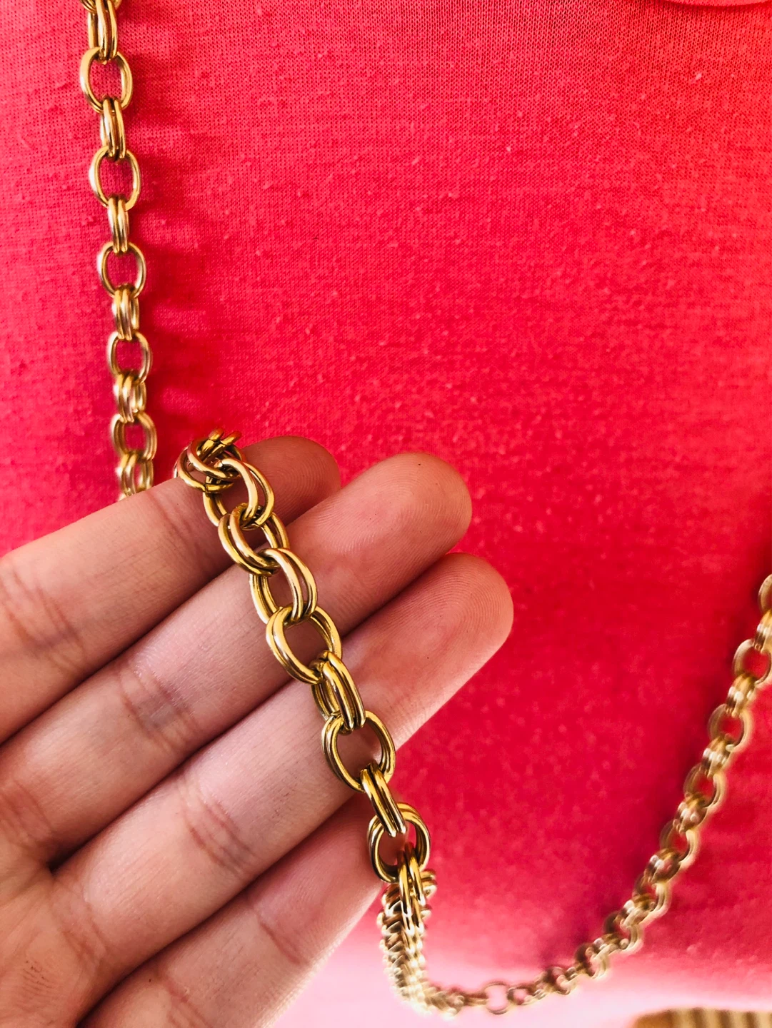 Gold tone long chain necklace with toggle clasp - photo 2