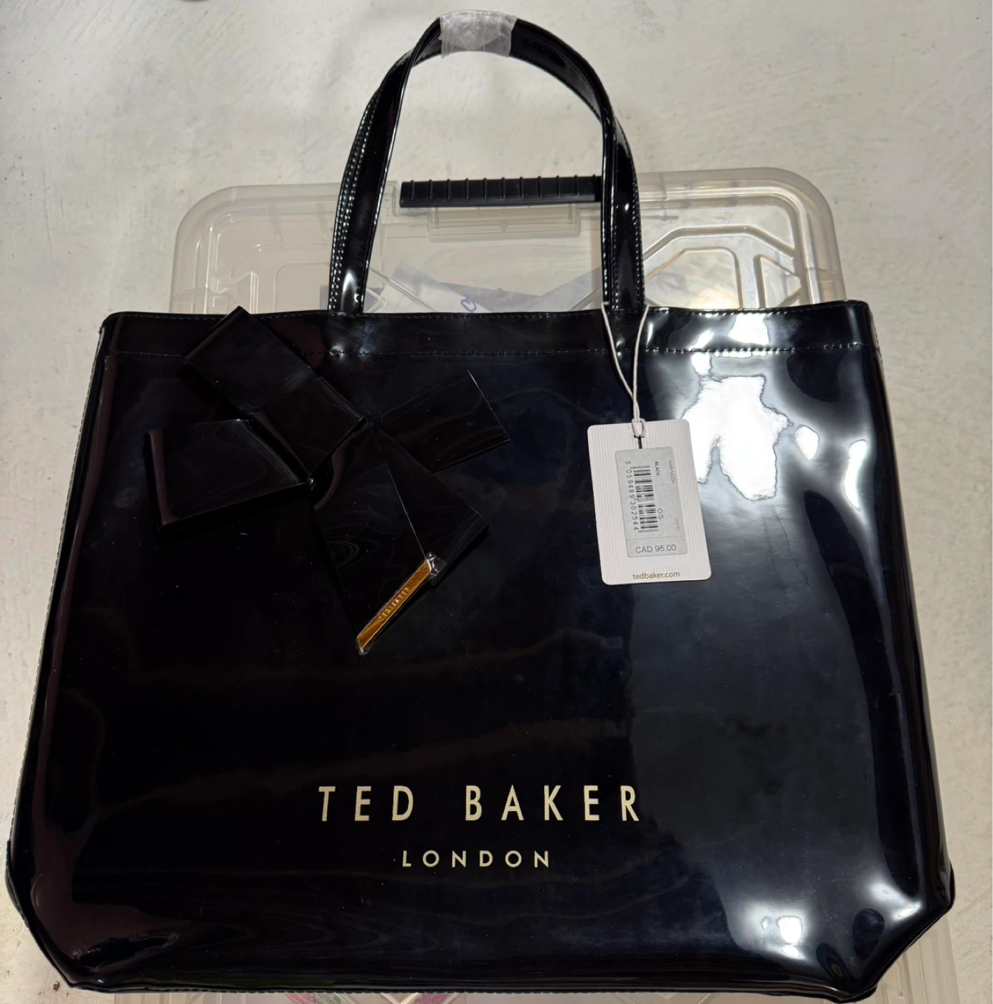 Brand New Ted Baker Black Knot Bow Large Icon Tote Bag