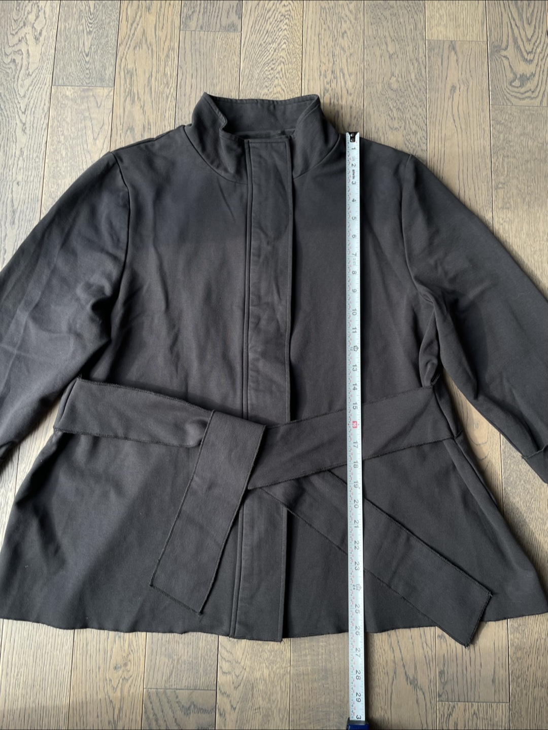 Black Mock Neck Belted Jacket, size XL - photo 2