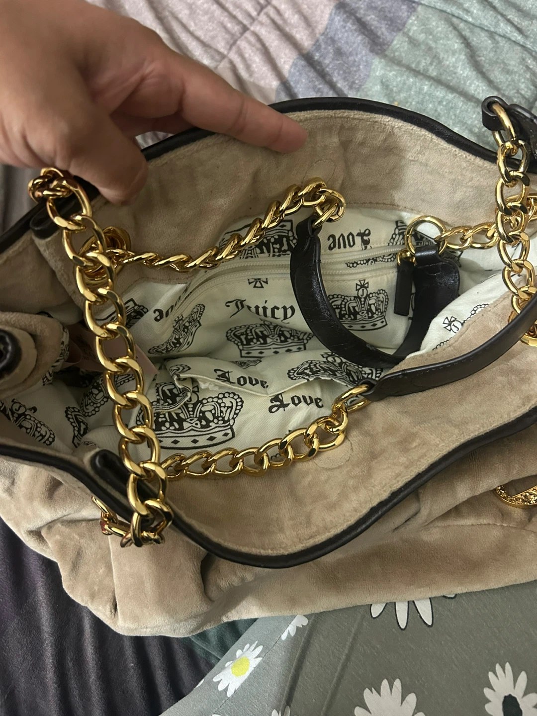 Juicy Couture Velour Tote Bag with Charms