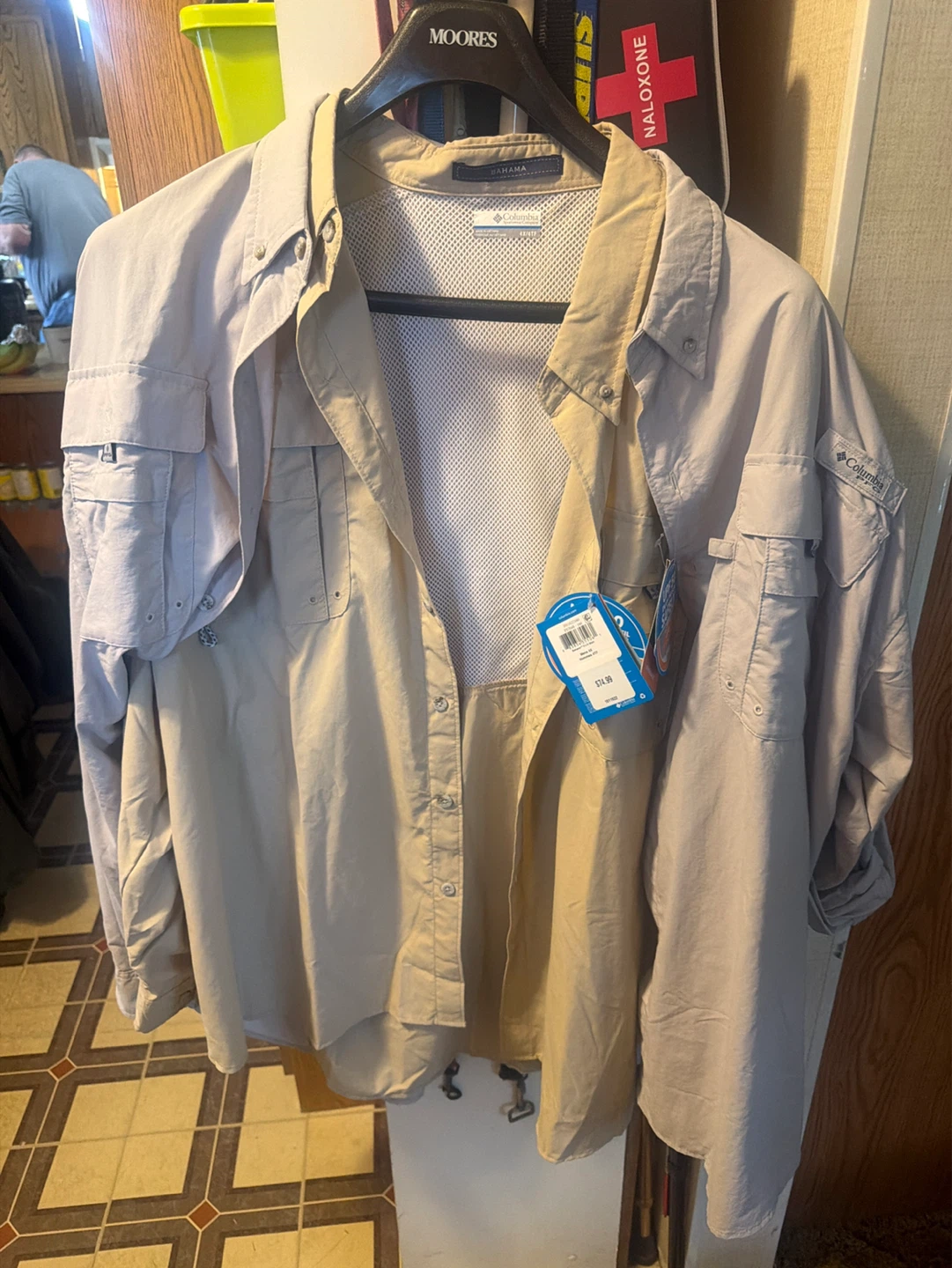 Columbia Bahama Men's Long Sleeve Fishing Shirt - Tan