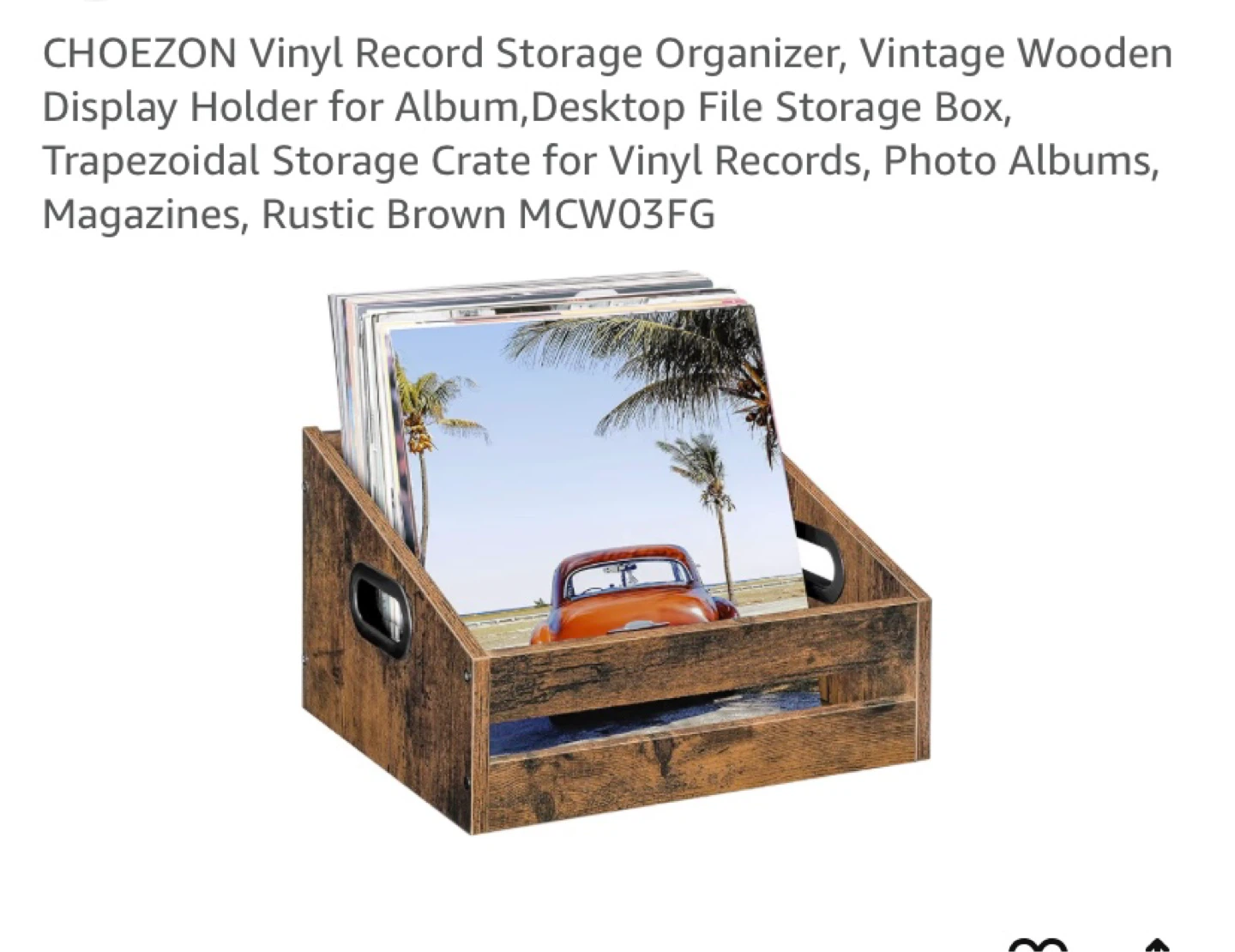 CHOEZON Vinyl Record Storage Organizer - Rustic Brown