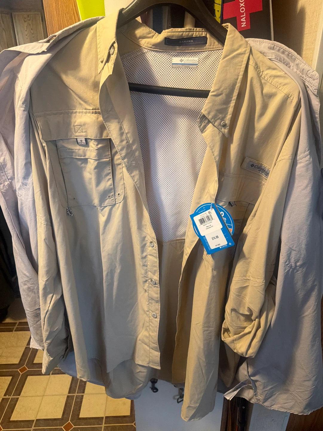 Columbia Bahama Men's Long Sleeve Fishing Shirt - Tan - photo 2