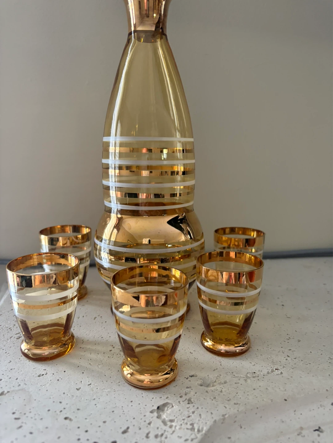 Amber Glass Decanter Set with 5 Glasses - photo 3