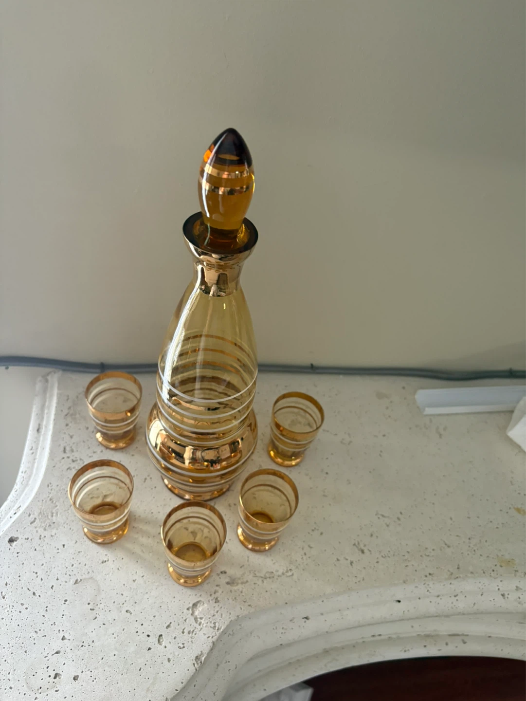 Amber Glass Decanter Set with 5 Glasses - photo 4