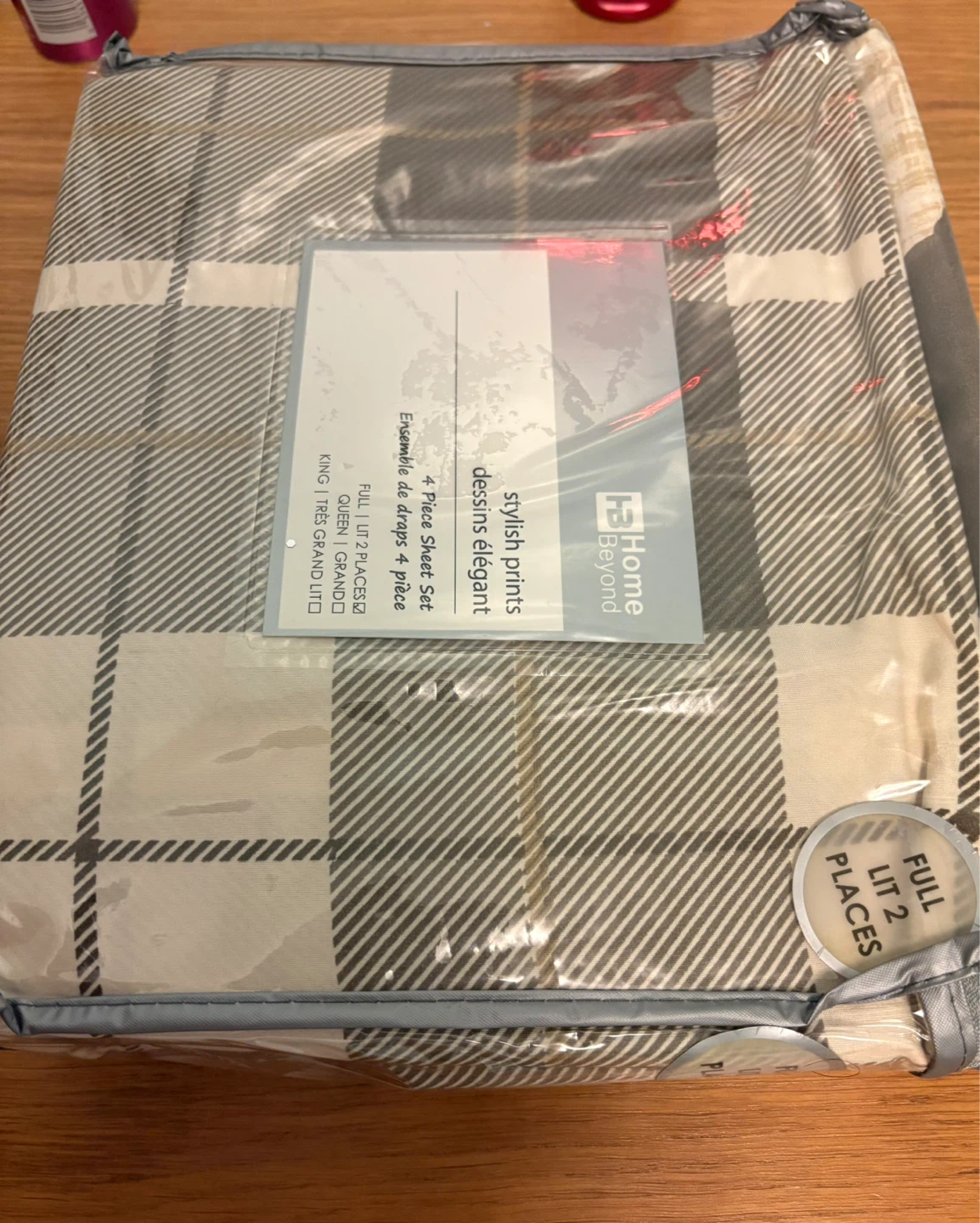 🆓 💧 Home Beyond flat sheet only - Full Size - Plaid Microfiber - photo 2