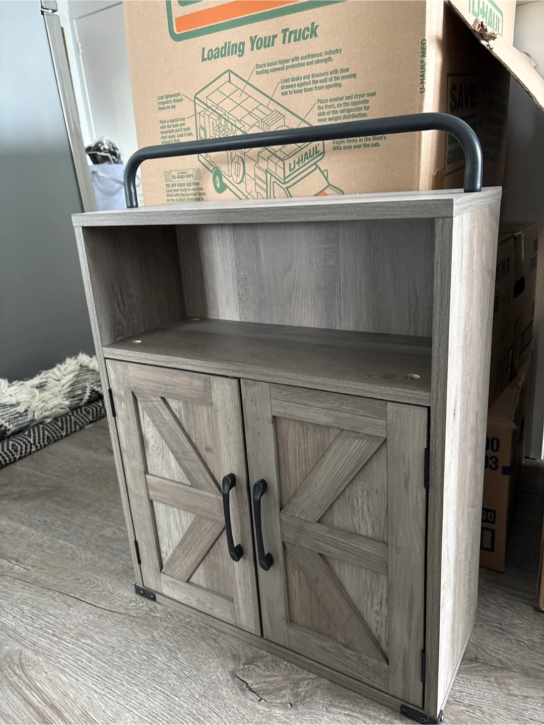 Rustic Storage Cabinet with towel bar