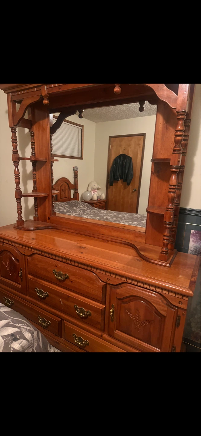 Wooden Dresser with Mirror and Armoire Set - photo 4