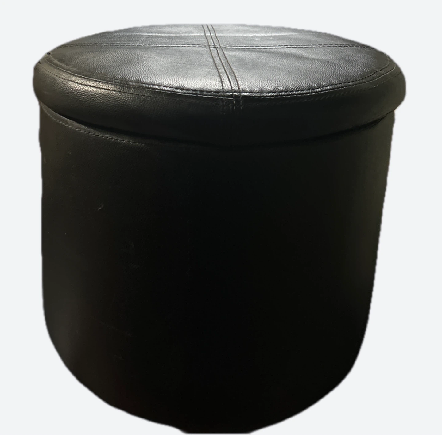 Black Faux Leather Storage Ottoman