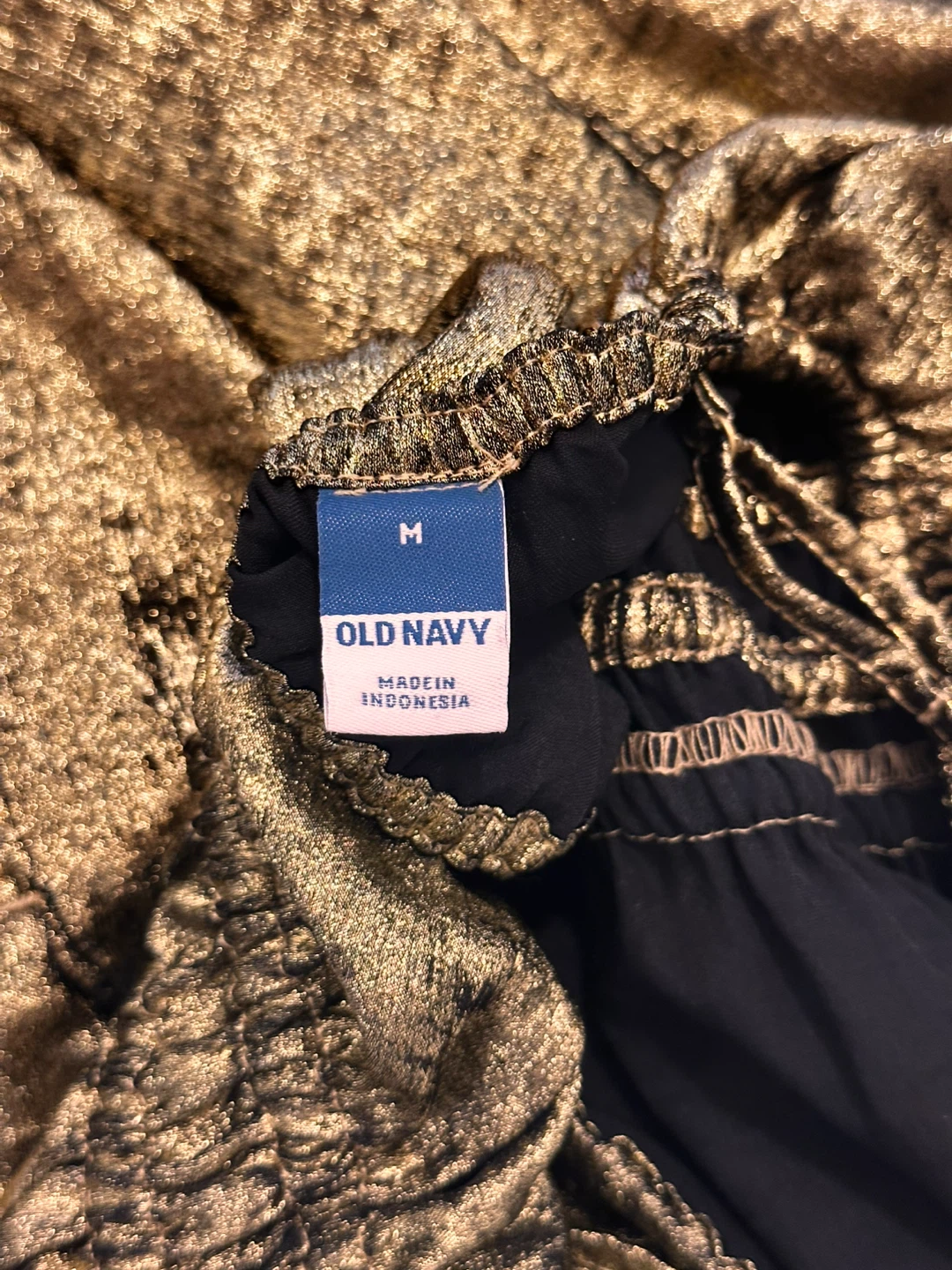 Old Navy Gold Metallic Smocked Midi Dress Size M - photo 3