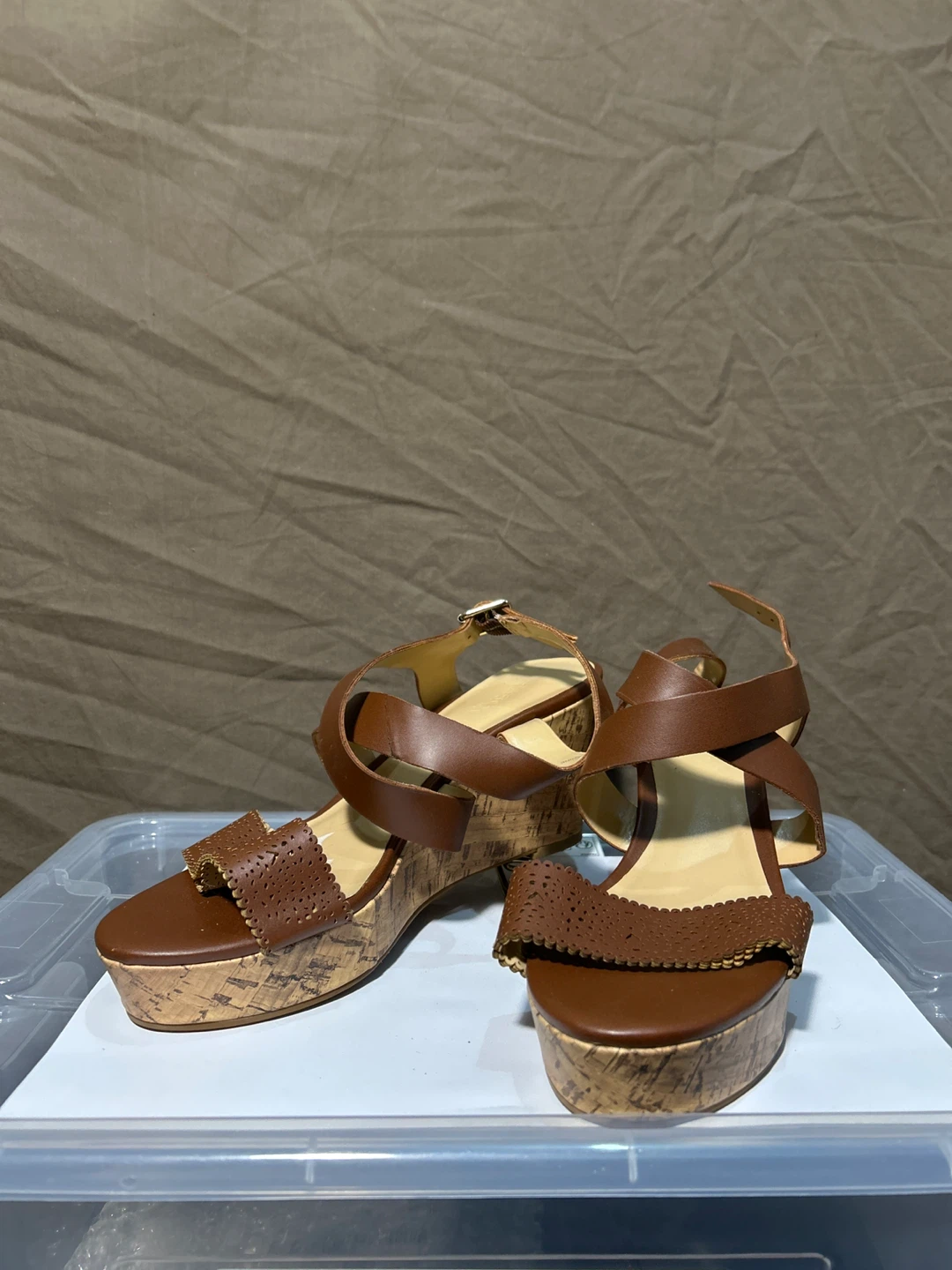 Expression Brown Wedge Sandals with Cork Soles - 7