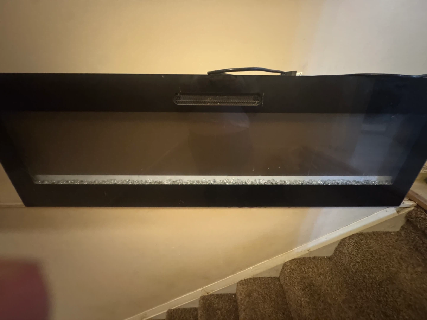 Black Electric Fireplace with Crystal Embers