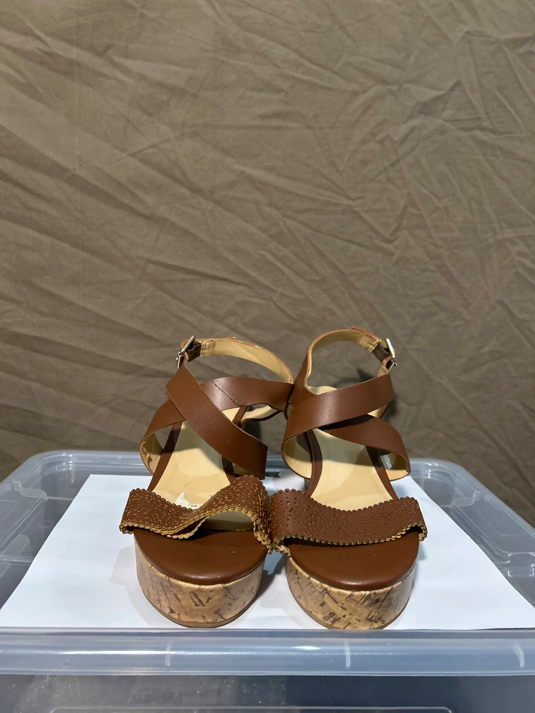 Expression Brown Wedge Sandals with Cork Soles - 7 - photo 2