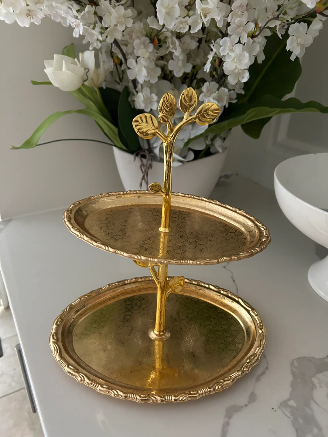 Gold 2-Tier Serving Tray