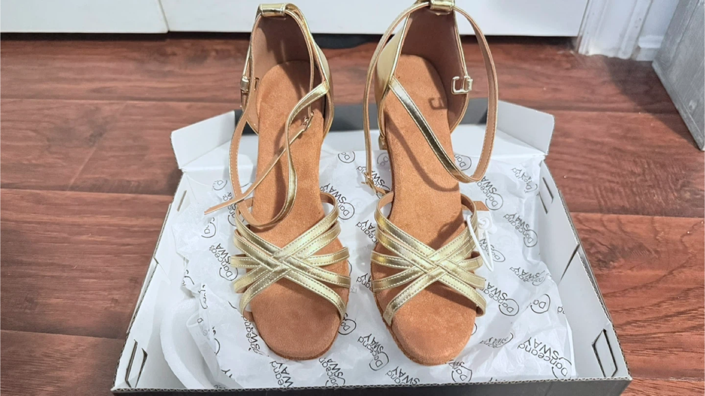 Dance&Sway Gold Strappy Heels - Size 6.5