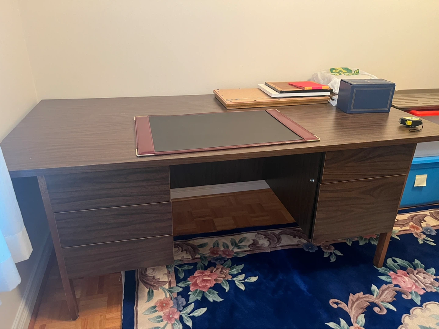 Dark Wood Executive Desk with Drawers
