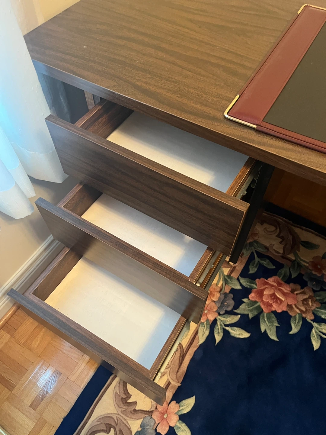Dark Wood Executive Desk with Drawers - photo 3