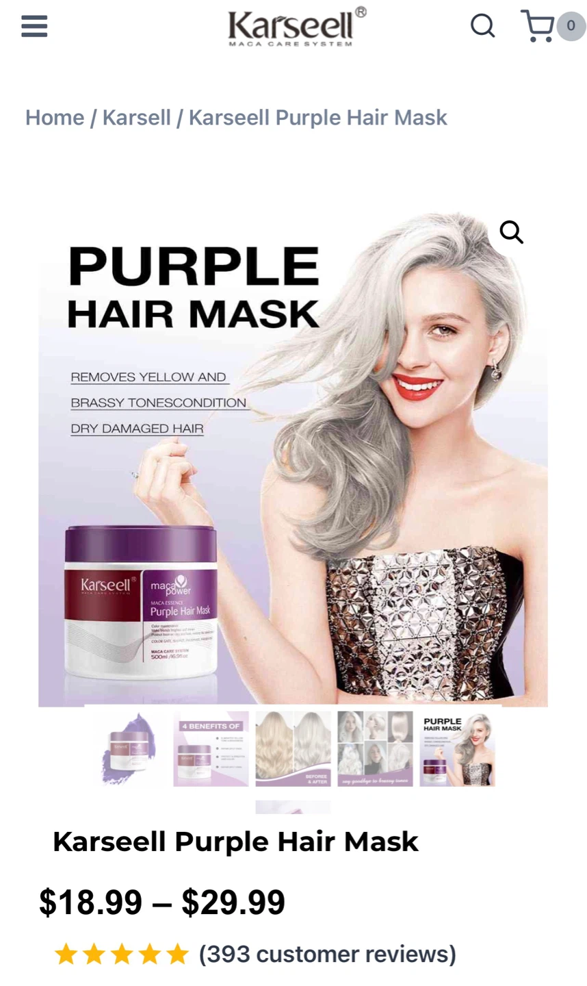 Karseell Maca Essence Purple Hair Mask 500ml