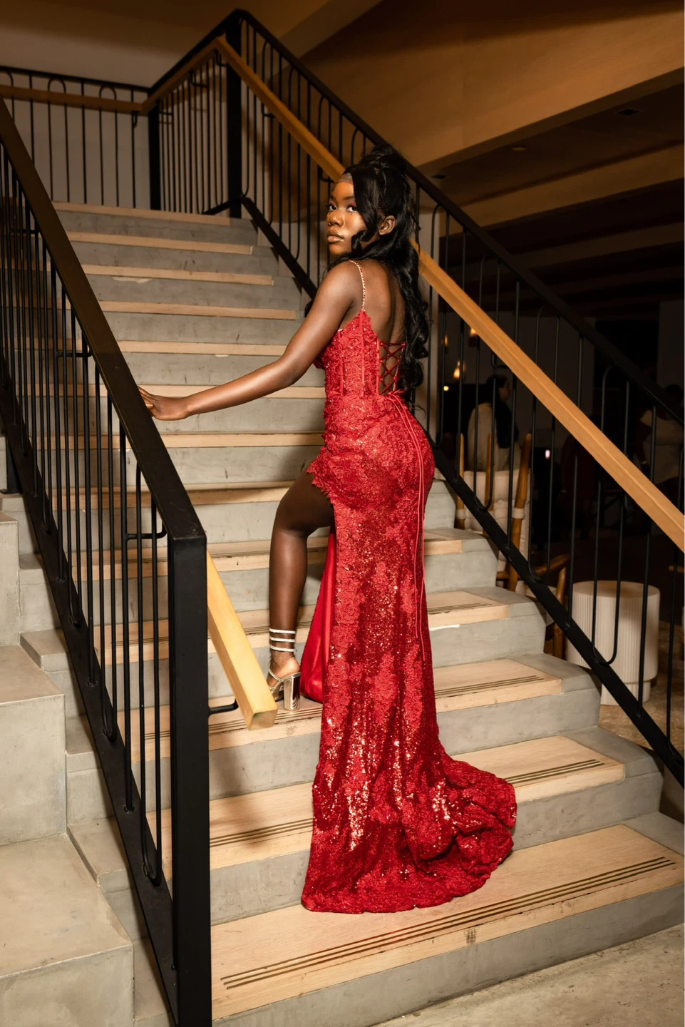 Sherri Hill Red Sequin Lace prom dress