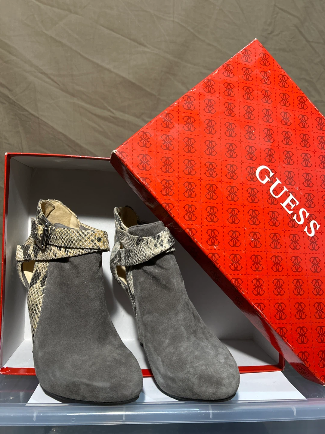 W Guess Suede and Snake Print Ankle Boots - 7.5 - photo 3