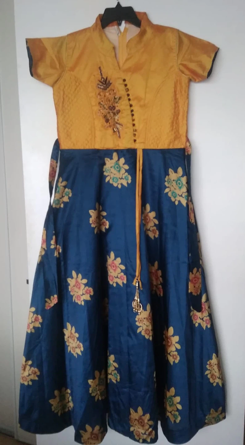 Girls Yellow and Blue Floral Dress