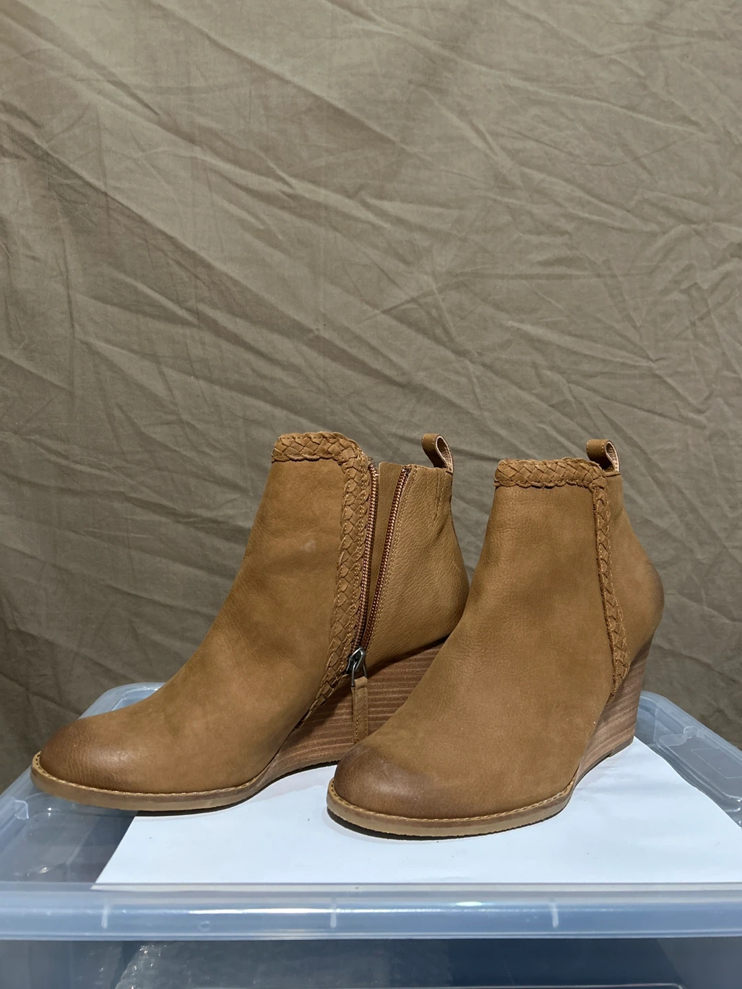 W Caslon Brown Wedge Ankle Boots - 7