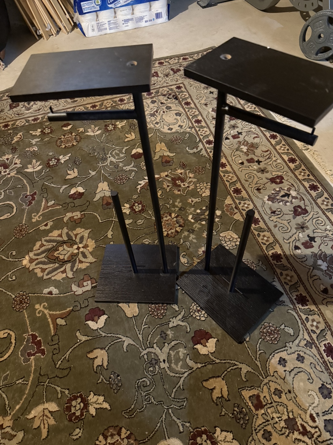 Pair of Black wood toilet paper Stands