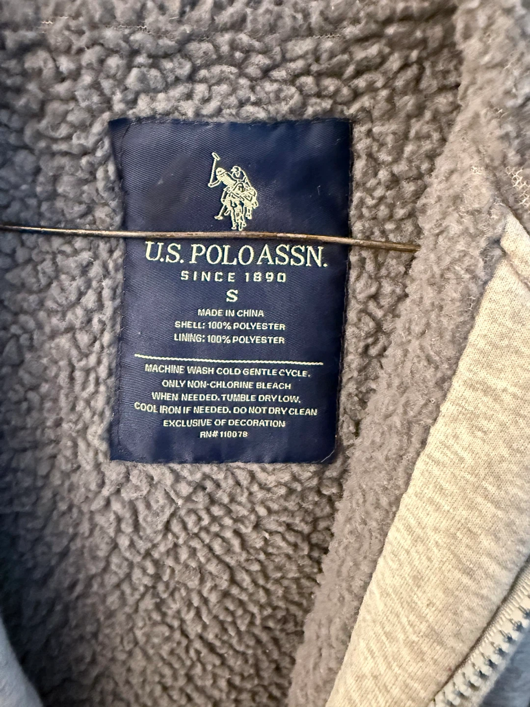 U.S. Polo Assn. Women’s Grey Sherpa Lined Hoodie - Size S - photo 2