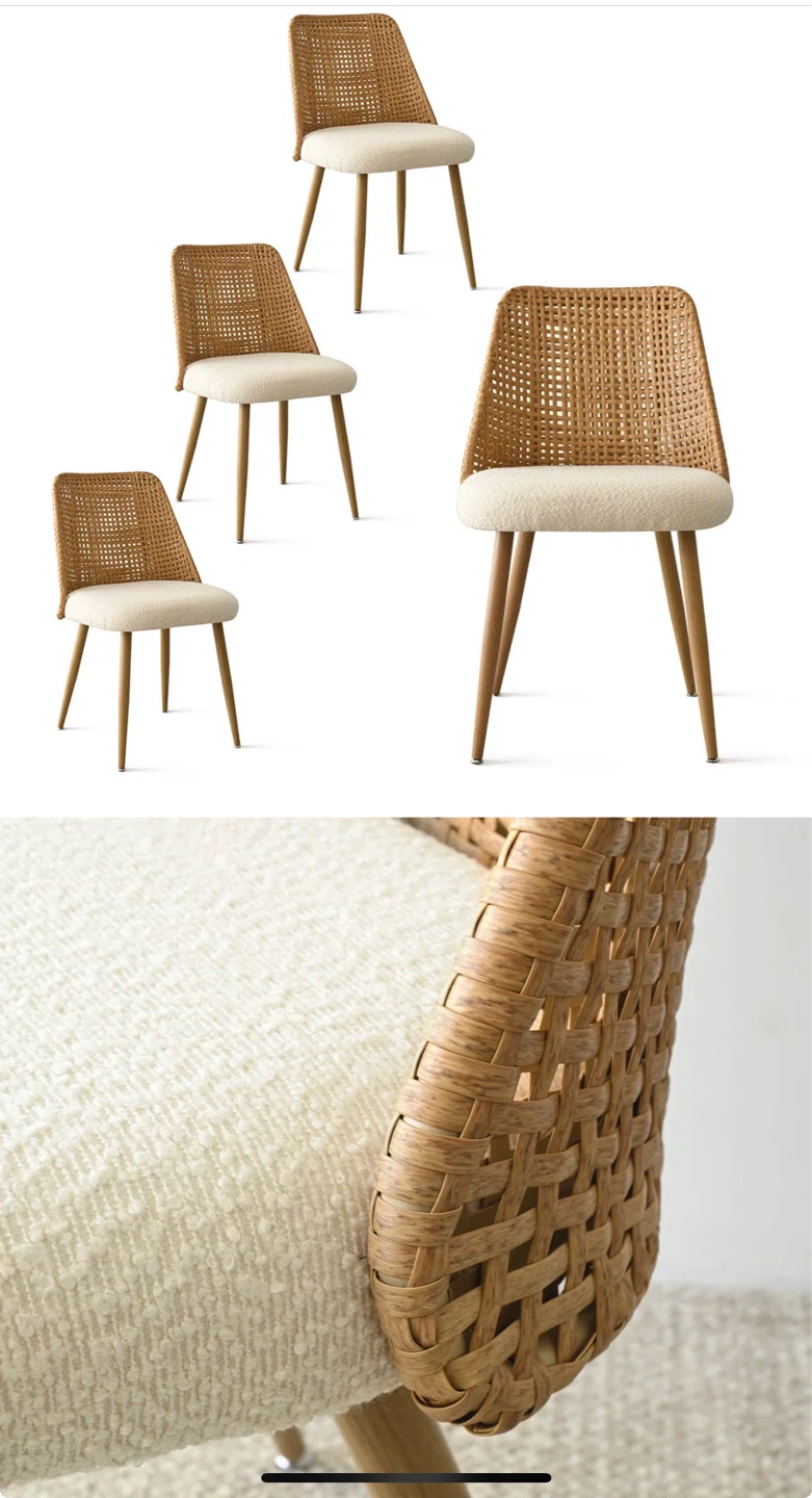 Woven Upholstered Dining Chair - Tan and Cream - photo 3
