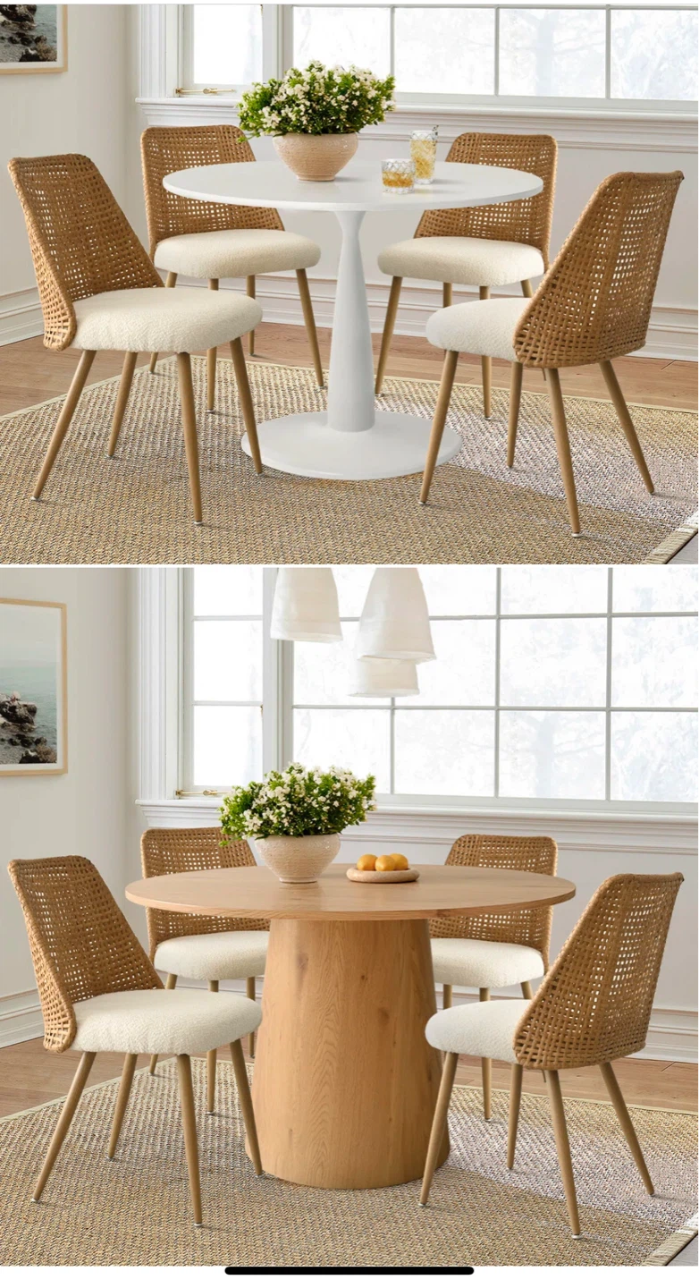 Woven Upholstered Dining Chair - Tan and Cream