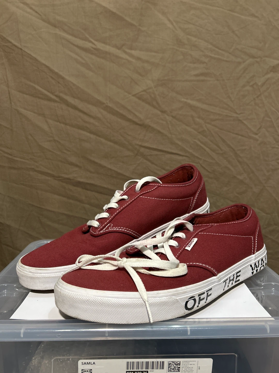M Vans "Off The Wall" Canvas Sneakers - Burgundy - 13