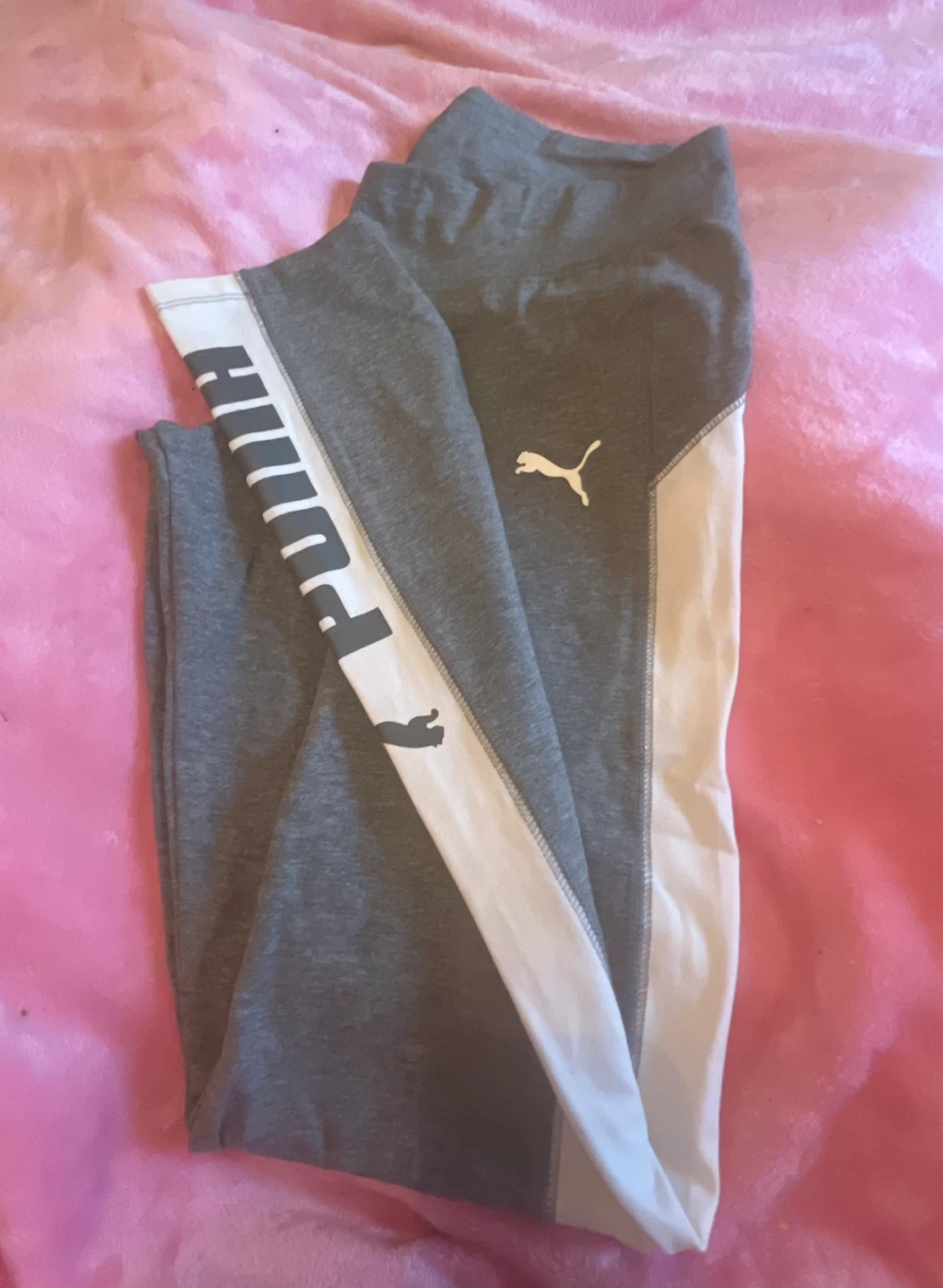 Puma Grey & White Logo Side-Panel Leggings