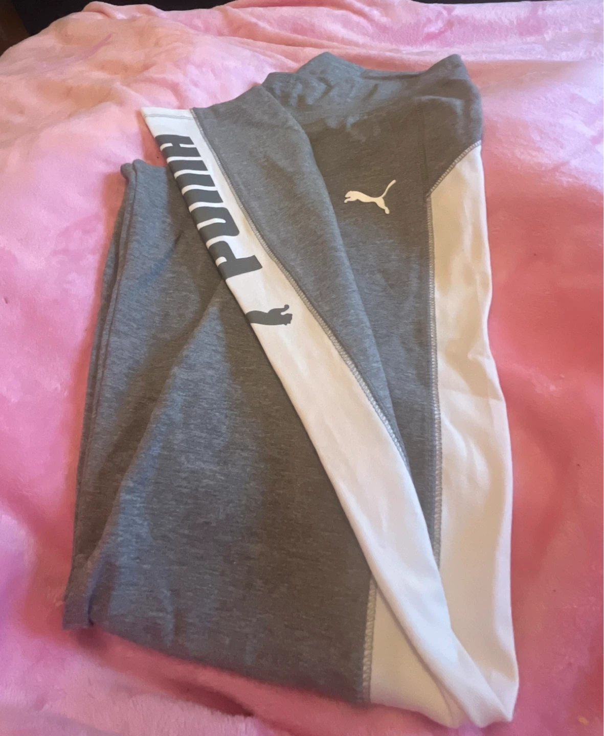 Puma Grey & White Logo Side-Panel Leggings - photo 3