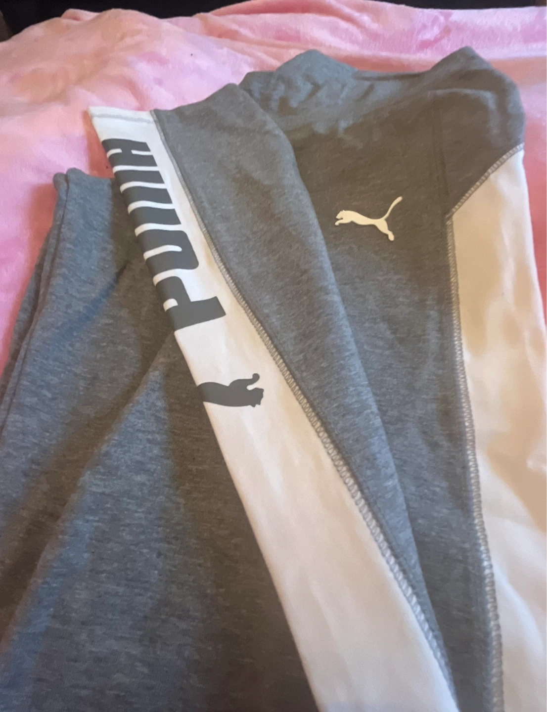 Puma Grey & White Logo Side-Panel Leggings - photo 5