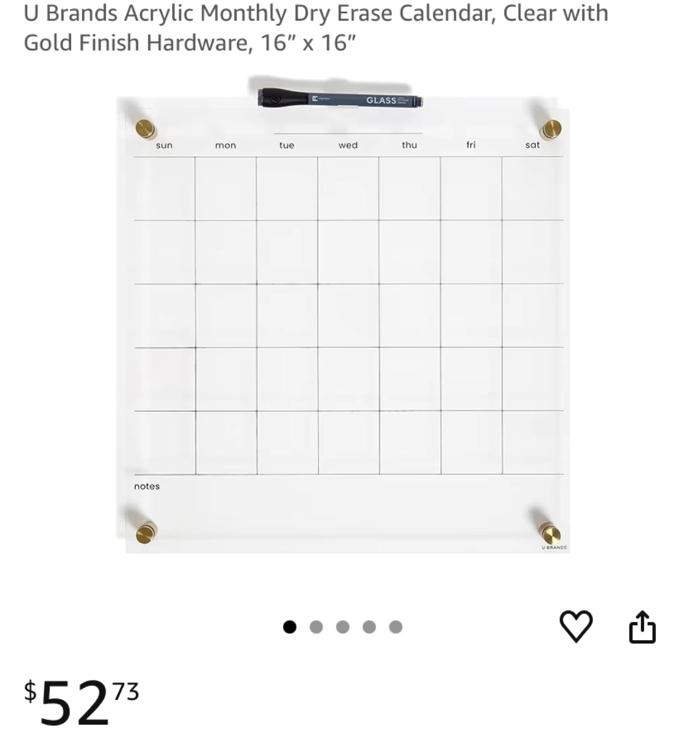 New U Brands Acrylic Monthly Dry Erase Calendar - photo 2