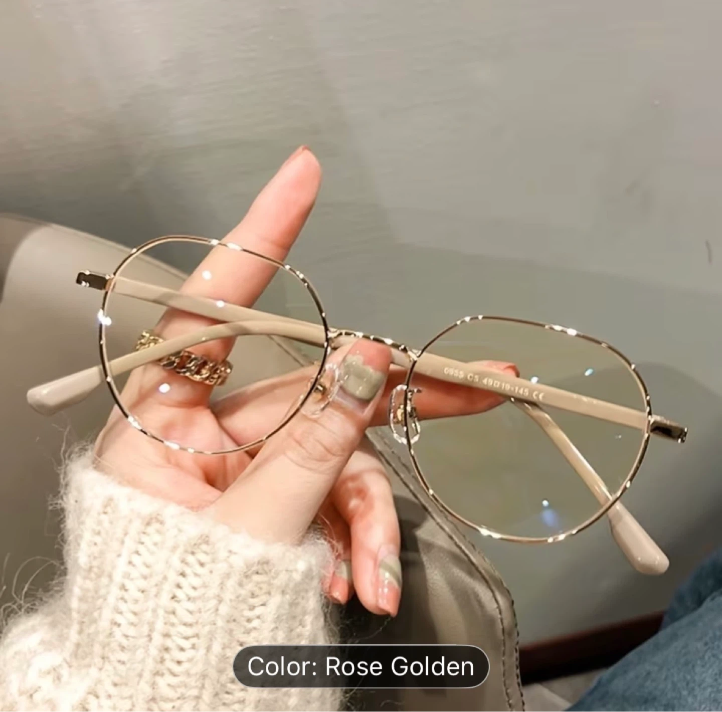 Round Blue Light Glasses - Rose Golden