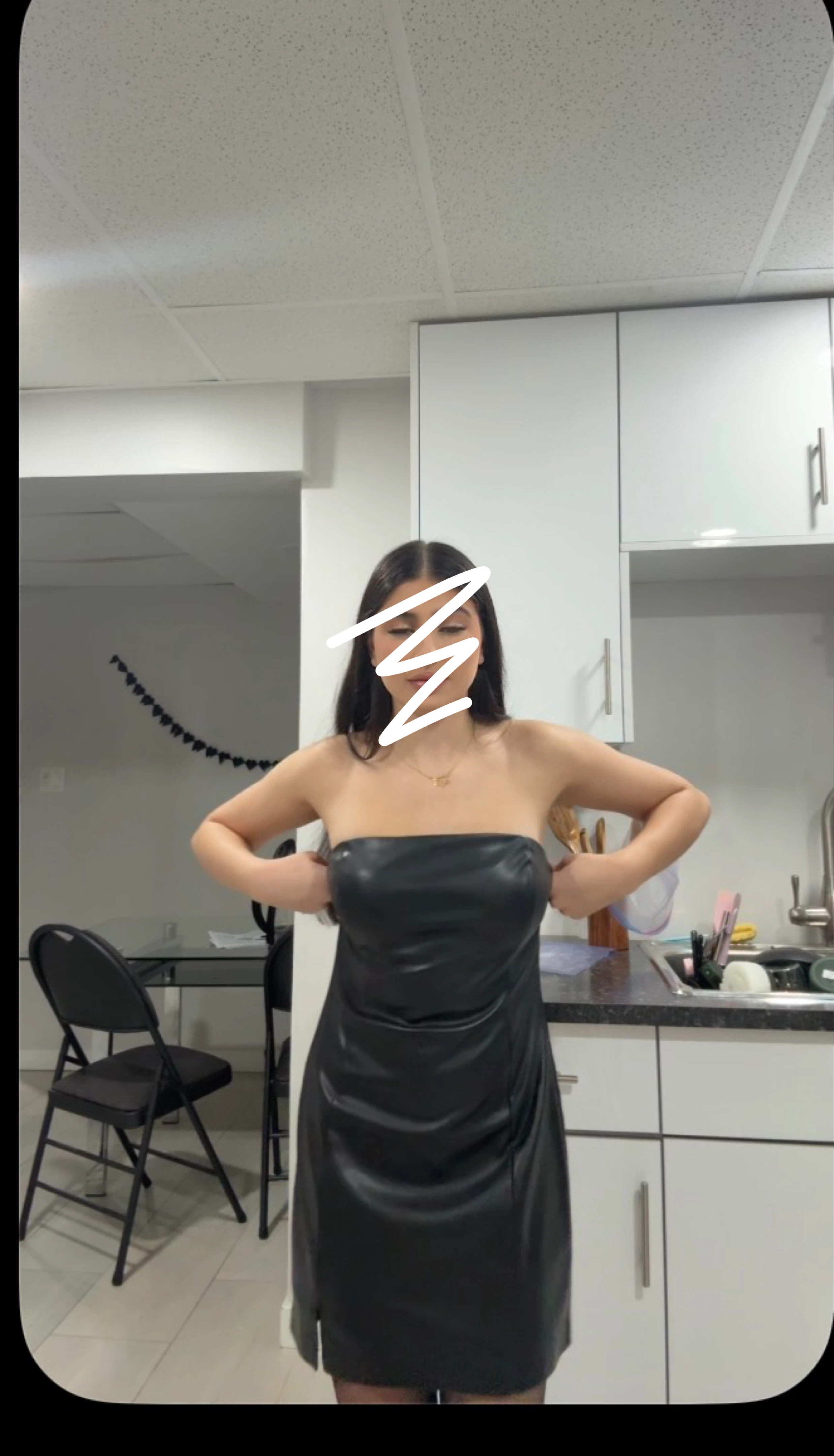 Black Faux Leather Strapless Mini Dress - photo 2