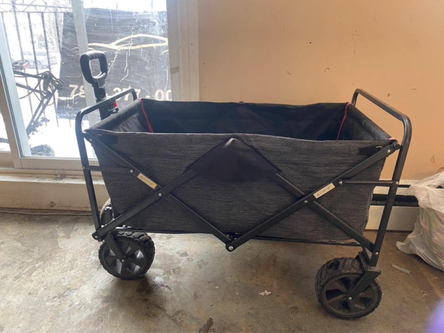Grey Folding Utility Wagon with Handle