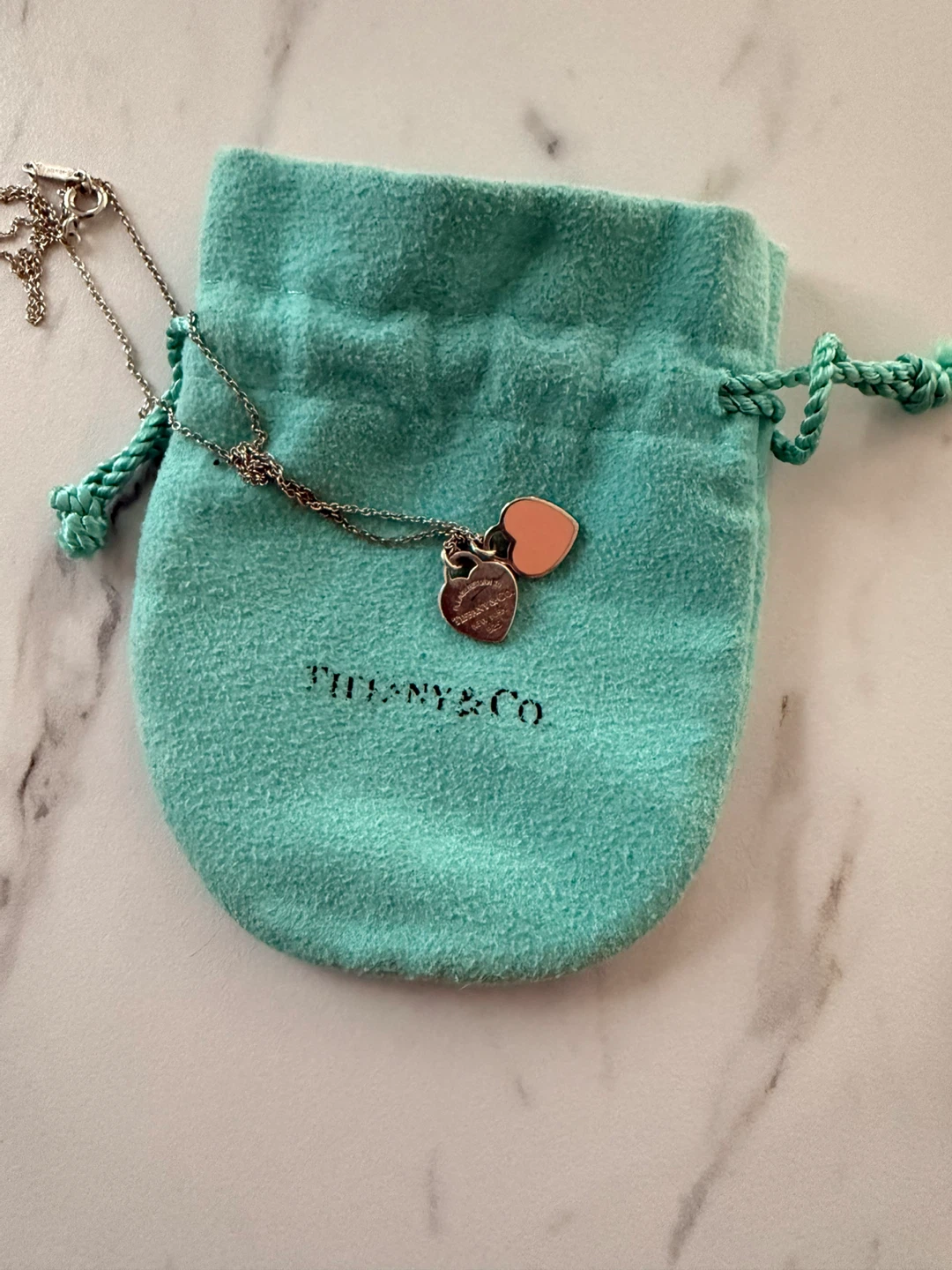 Tiffany & Co. Sterling Silver Heart Tag Necklace pink