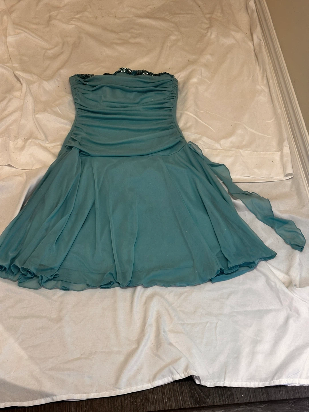 Laura Petites Blue Sequin Embellished Strapless Dress Size 10 - photo 2
