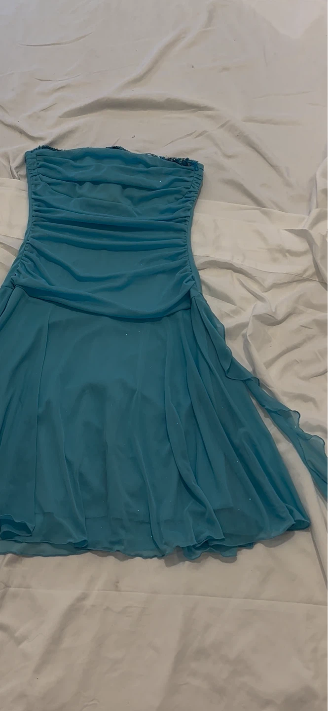 Laura Petites Blue Sequin Embellished Strapless Dress Size 10 - photo 4
