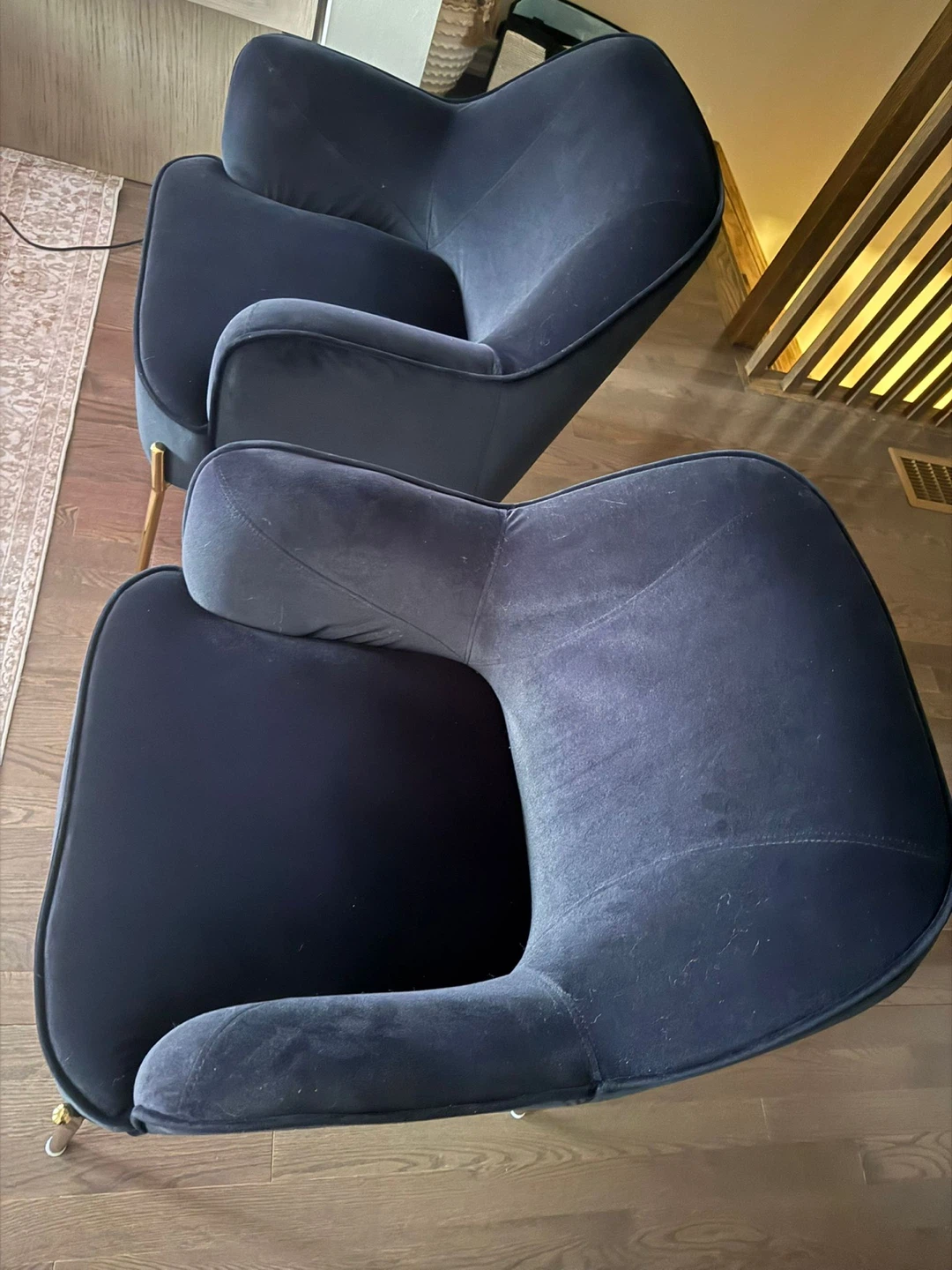 Set of 2 Black Velvet Accent Chairs with Gold Legs - photo 5
