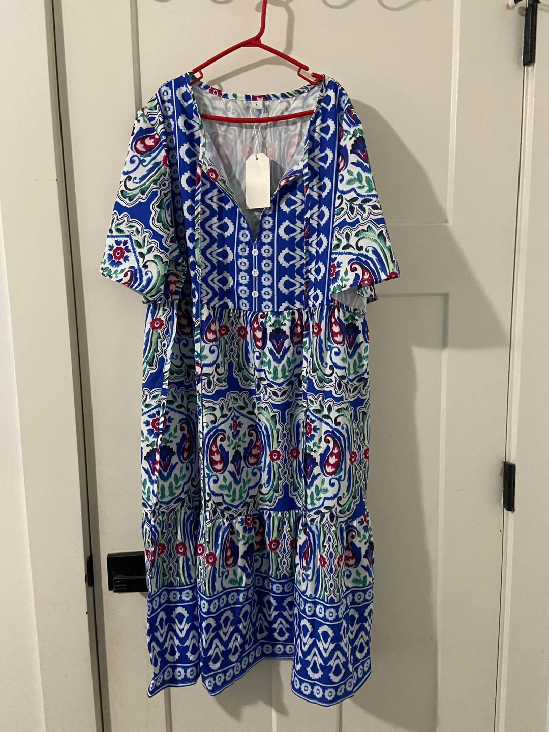 Blue patterned maxi dress